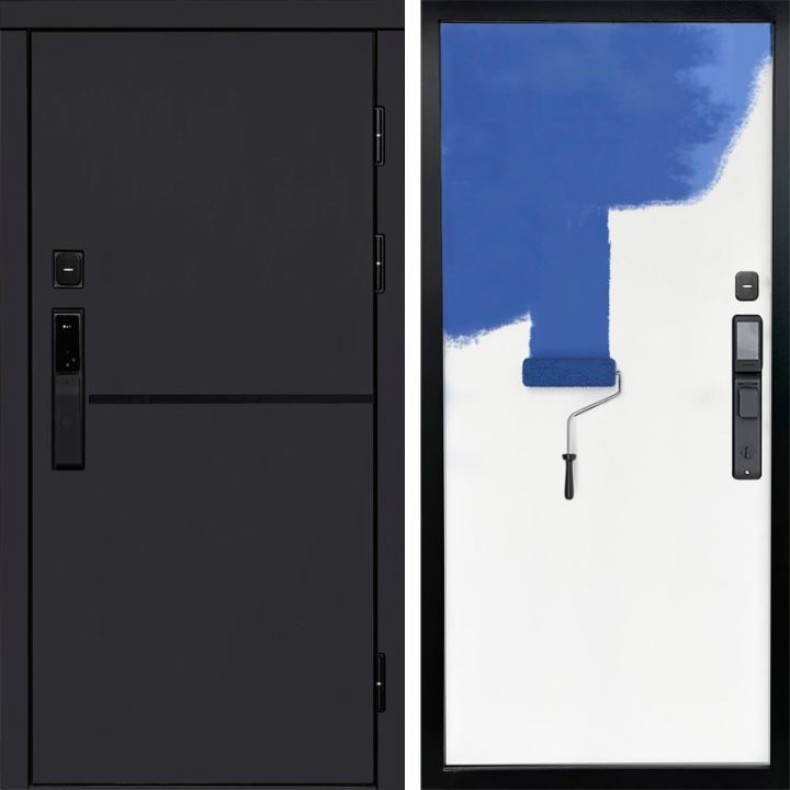 Входная дверь Termo-door ТРЕНД BLACK с электронным замком Грунт под покраску