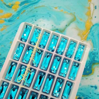 DeLuxe Пришивные Стразы Aquamarine Багет 6*18 мм