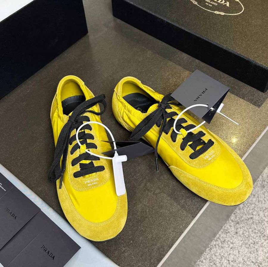 Кроссовки PRADA Collapse Re-Nylon and suede sneakers Premium