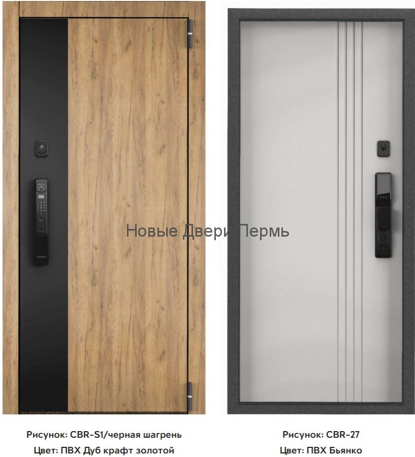 Входная дверь Cyber Pro PP CBR-S1 ПВХ Дуб Янтарь/ ПВХ Бьянко черный