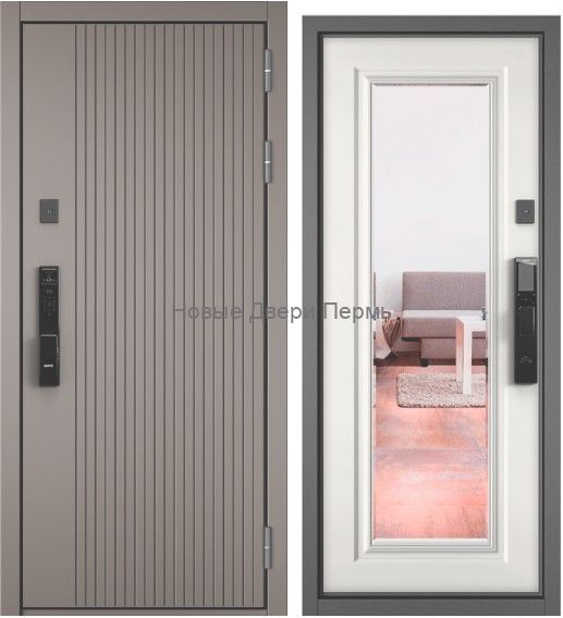 Дверь входная City Max IQ PP 161 CSmart/164 CSmart (чёрная фурнитура) Эмаль белоснежная/Эмаль белоснежная, 2 замка