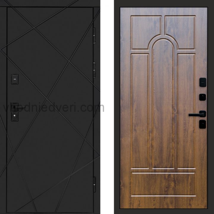 Входная дверь Termo-door Лучи Black - Арка Дуб
