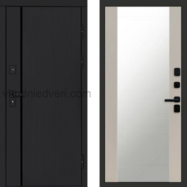 Входная дверь Termo-door Урбан Black - Зеркало Слоновая кость