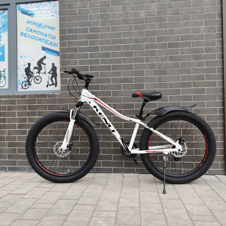Велосипед 26" х 3.0" алюминиевый спицы полуфэт kenli WH