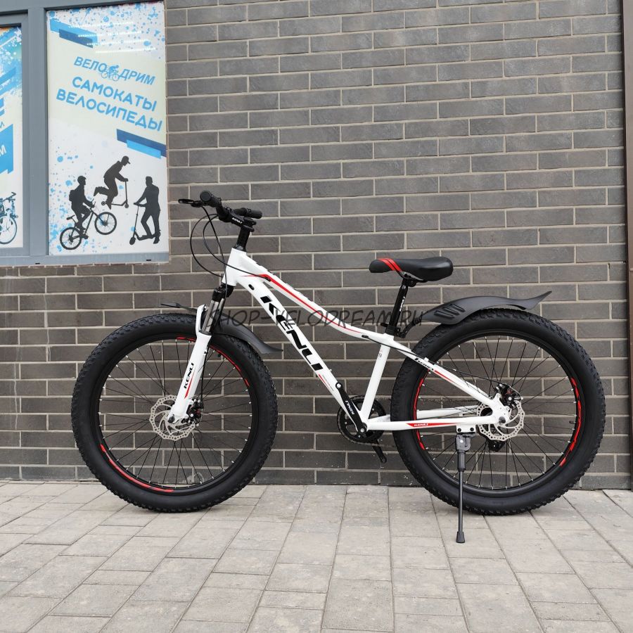 Велосипед 26" х 3.0" алюминиевый спицы полуфэт kenli WH
