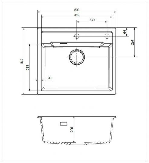 Мойка Reginox REGI GRANITE Amsterdam 54 60х51 см схема 2