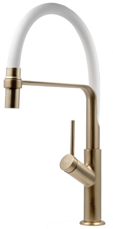 Смеситель ESKO для кухни, гибкий излив ,белый, Gold, K50GW
