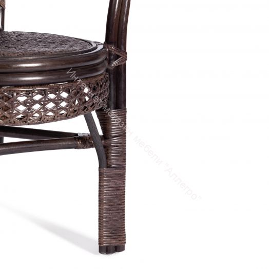 Комплект "PELANGI" 02/15 (стол со стеклом + 4 кресла) с подушками, ротанг, walnut (грецкий орех)