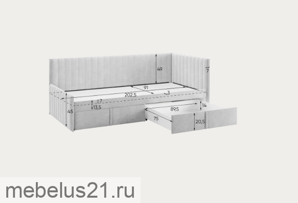 Кровать с ящиками Твикс (Тахта) 90х200 см