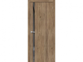 Межкомнатная Дверь Каркасно-Щитовая el’PORTA (Portika) Браво-1.55 Original Oak Остекленная Mirox Grey 800х2000мм (Полотно+Коробка+5 Наличников) / Портика 153-1688.