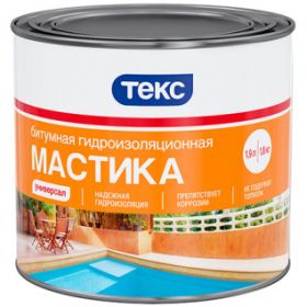Мастика Битумная Текс Универсал 1.8кг Черная для Всех Видов Кровель, Гидроизоляция Строительных Конструкций.