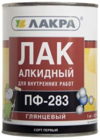 Лак для Дерева и Металла ПФ-283 Лакра 2.4кг Алкидный, Высокоглянцевый, Бесцветный для Внутренних Работ.