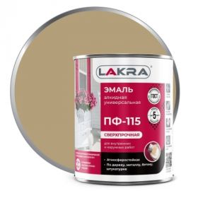 Эмаль ПФ-115 Lakra 1кг Бежевая, Атмосферостойкая, Алкидная, Сверхпрочная / Лакра.