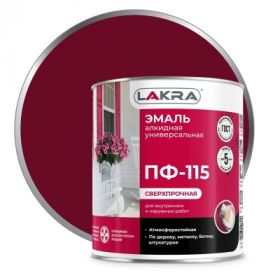 Эмаль ПФ-115 Lakra 2.8кг Вишневая, Атмосферостойкая, Алкидная, Сверхпрочная / Лакра.