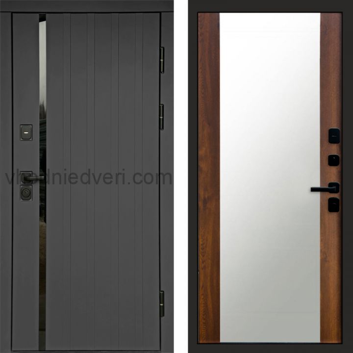 Входная дверь Termo-door Роял Графит - Зеркало Дуб