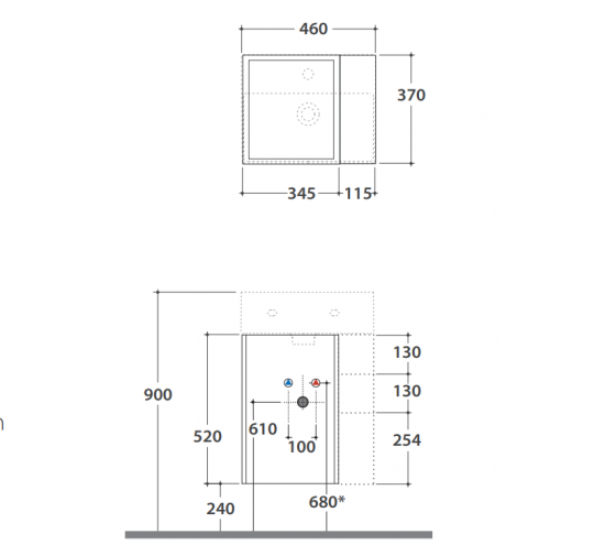 Подвесная тумба Globo Plain OP011P 46x37 схема 2