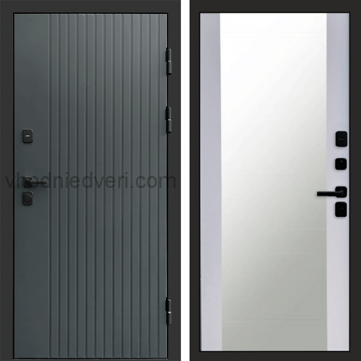 Входная дверь Termo-door Твист Грей style - Зеркало Белый софт