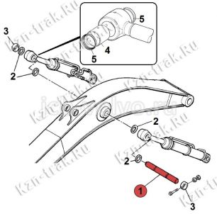 Палец в ушко штока г/цилиндра стрелы (поз-1) [KRV1122] для JCB JS220 (200, 210) 