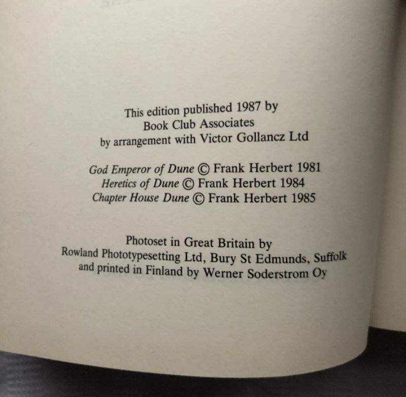 The Second Great DUNE Trilogy Frank Herbert 1st Thus HB/DW