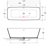 Прямоугольная Ванна Globo Giorgia KOIB136 160x65 см схема 2