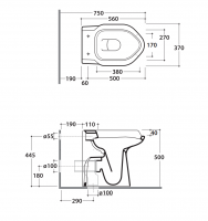 Напольный унитаз Globo Argento DS026 75x37 см схема 2