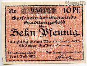Германия. Нотгельд ком. Штадтленгсфельд 10 пфеннигов 1917
