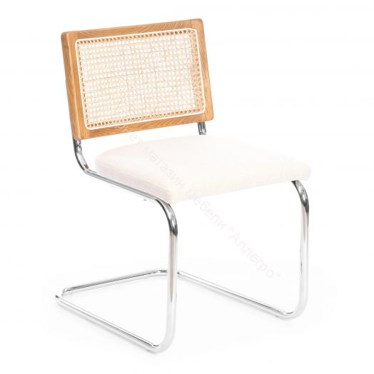 Стул MANI дерево вяз, ротанг/ткань лен, металлический каркас, Груша (№3), 46х46х78 см