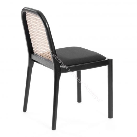 Стул FREYA дерево вяз/ротанг, ткань лён, черный/черный лен, 46х41х79,5 см