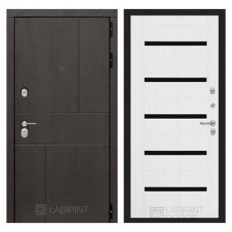 Входная дверь Лабиринт URBAN - 01 Белое дерево черные стекла