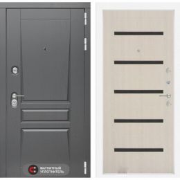 Входная дверь Лабиринт PLATINUM - 01 Беленый дуб стекло черное