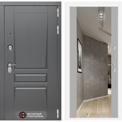 Входная дверь Лабиринт PLATINUM - Зеркало максимум Грей софт