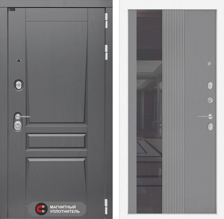 Входная дверь Лабиринт PLATINUM - 32 Серый софт рельеф