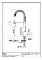 Смеситель для кухонной мойки Quadro design Idealaqua Inox 303/4 высокий излив схема 2