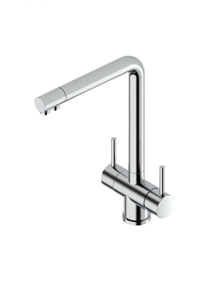 Смеситель для кухонной мойки Quadro design Idealaqua Inox 355 CR с краном для фильтра