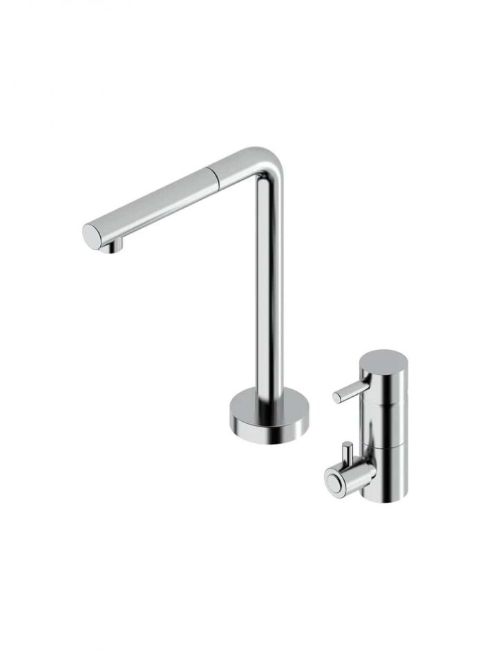 Кухонный смеситель Quadro design Idealaqua Inox 302 встраиваемый с краном для фильтра