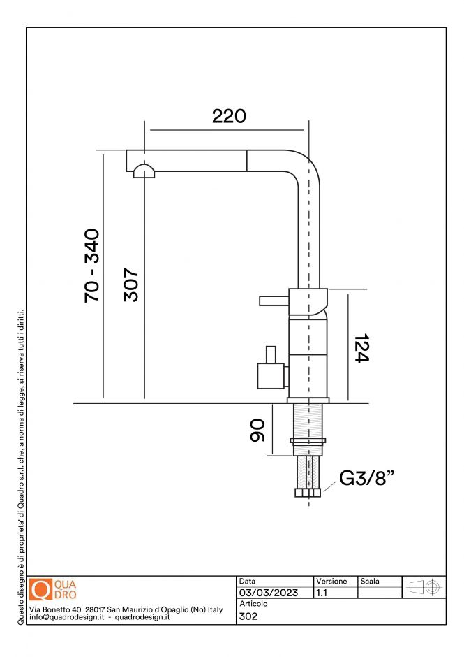 Кухонный смеситель Quadro design Idealaqua Inox 302 встраиваемый с краном для фильтра ФОТО