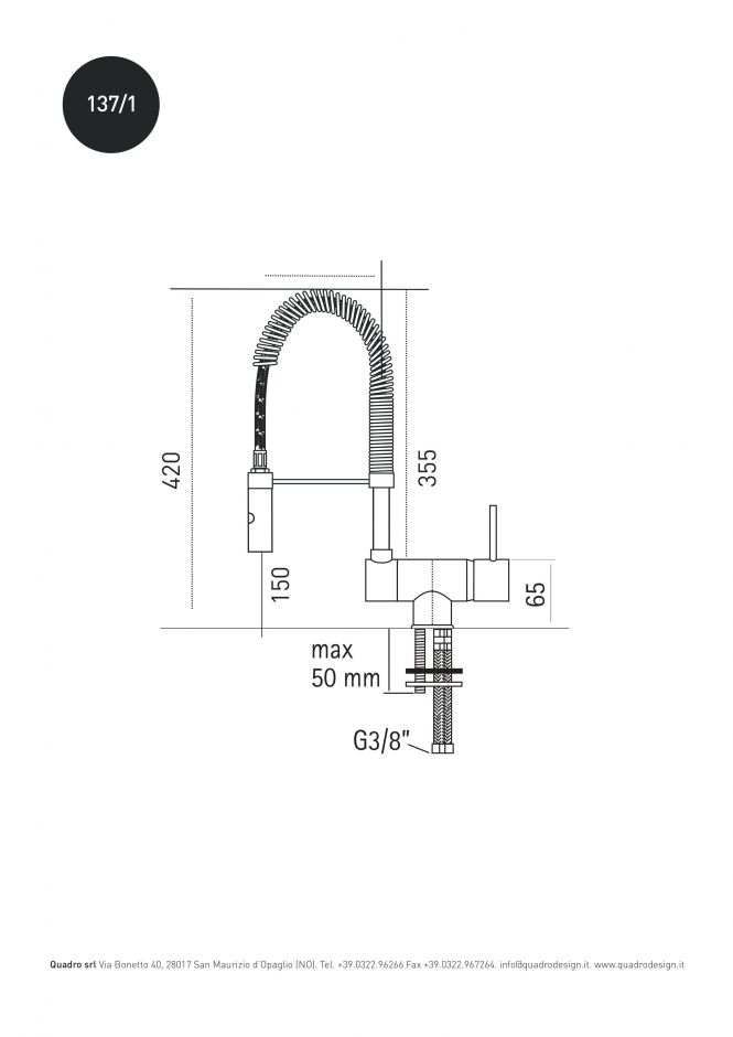 Кухонный смеситель Quadro design Kitchen Brass 137/1 CR для мойки под окном ФОТО