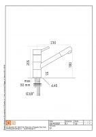 Кухонный смеситель Quadro design Kitchen Brass 77 CR прямой излив с душем схема 3