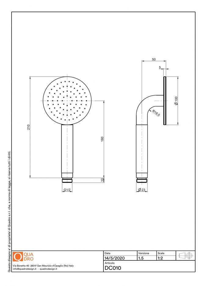 Душевая лейка для встраиваемого смесителя Quadro design Shower DC010KIT ФОТО