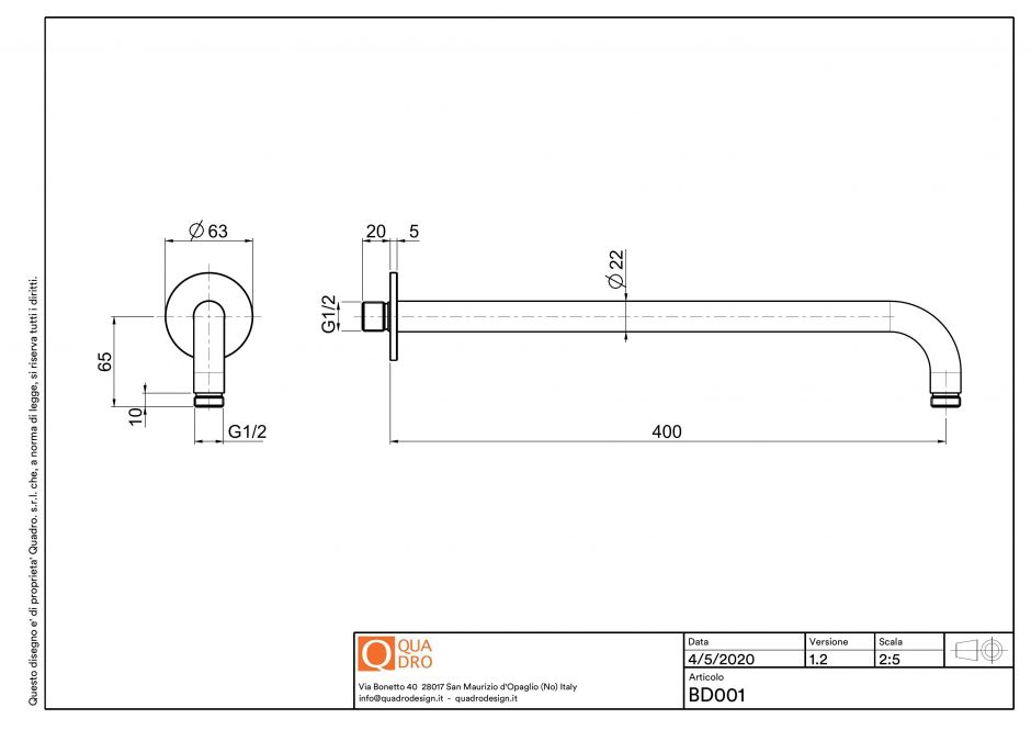 Настенный держатель для душа Quadro design Shower BD001 ФОТО