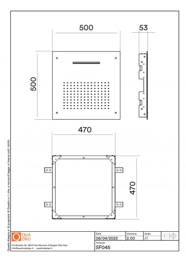 Верхний душ Quadro design Shower SF045 квадратная лейка схема 4 Верхний душ Quadro design Shower SF045 квадратная лейка схема 4