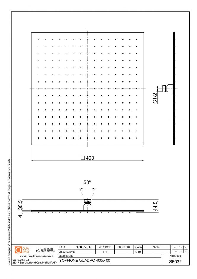 Верхний душ Quadro design Shower SF032 AS ФОТО