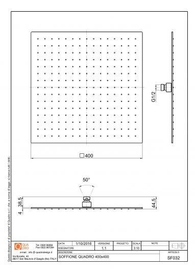 Верхний душ Quadro design Shower SF032 AS схема 2