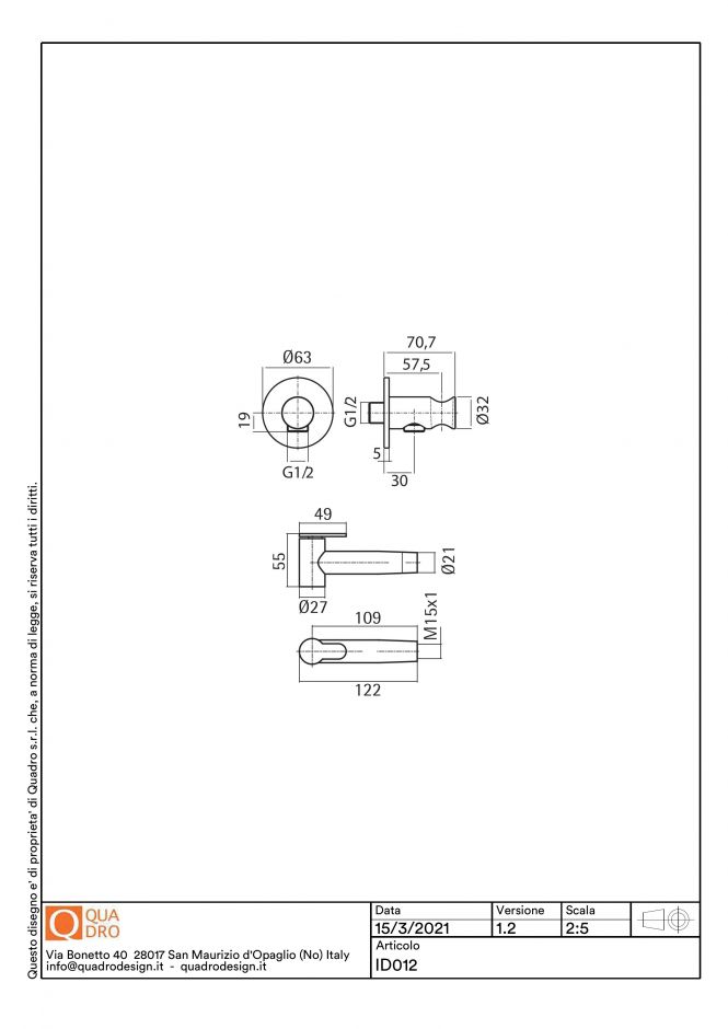 Гарнитур для гигиенического душа Quadro design Complements ID012 ФОТО