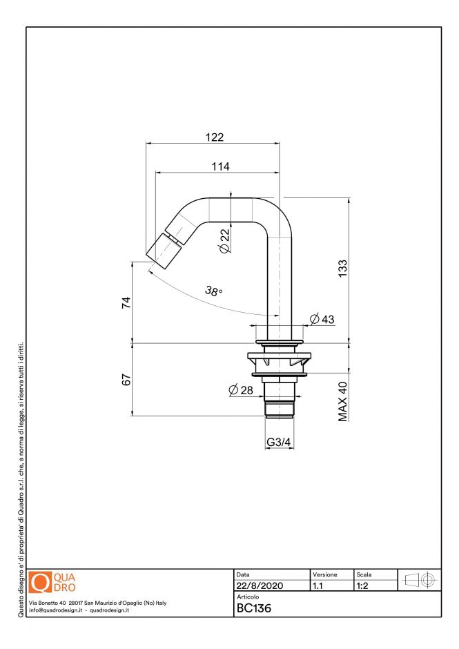 Излив смесителя для биде Quadro design Complements BC136 ФОТО