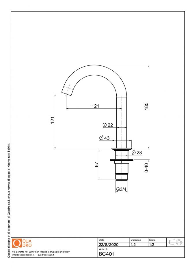 Излив настольного смесителя Quadro design Complements BC401 ФОТО