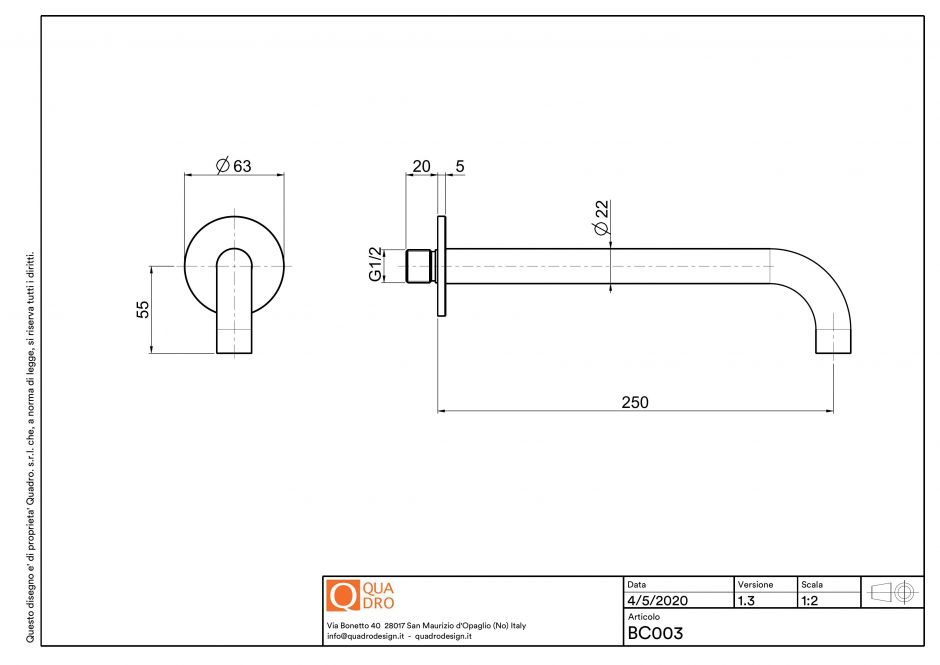 Излив удлиненный Quadro design Complements BC003 ФОТО