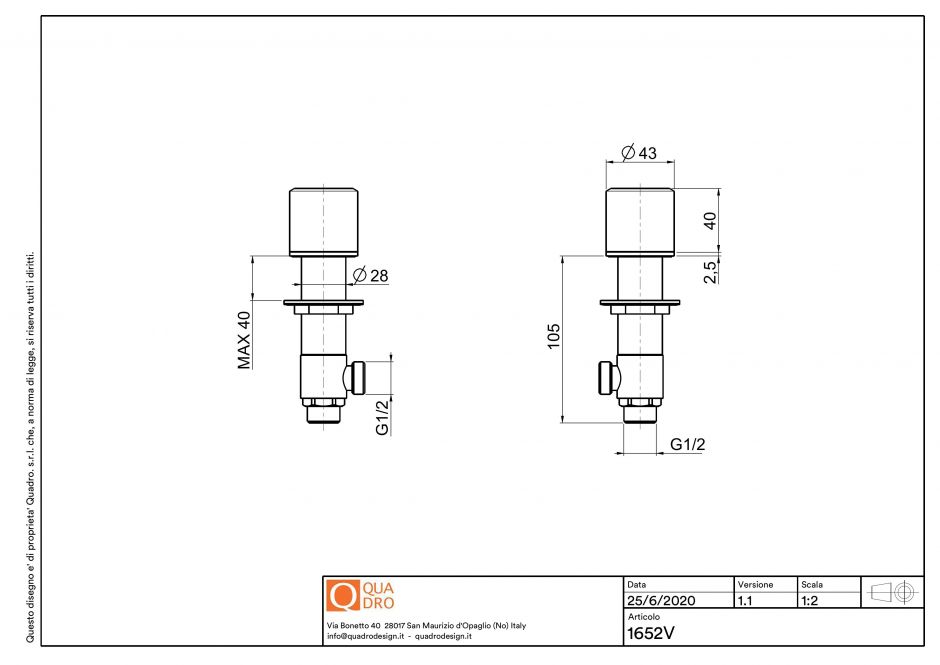 Вентили встраиваемого смесителя Quadro design Stereo 16 52V ФОТО