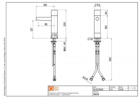 Смеситель для раковины Quadro design Stereo 16 03 AS гидропрогрессивный схема 3