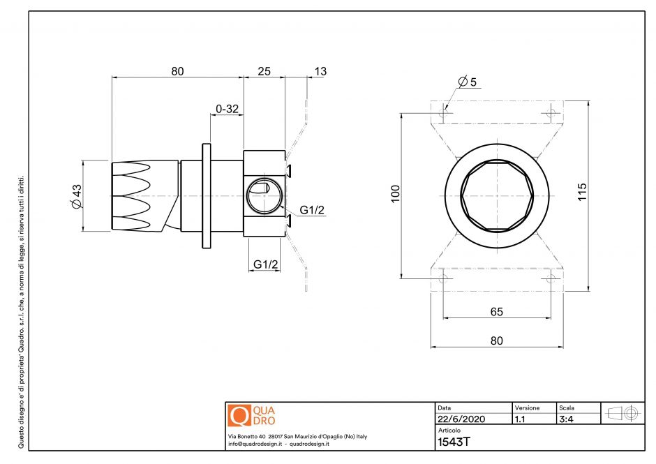 Рычаг встраиваемого в стену смесителя Quadro design HB 15 43T.00 AS ФОТО